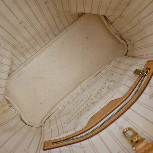 LOUIS VUITTON Neverfull PM Shoulder Tote Bag Damier Azur Leather - Picture 12 of 16